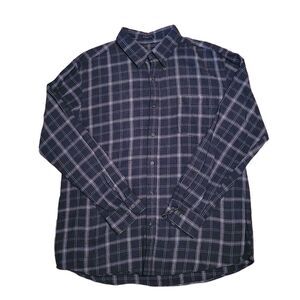 St John’s Bay Flannel Button Down classic fit Gray/ Silver Mens Large